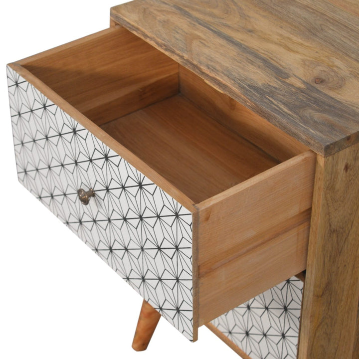 Handcrafted Prima 2 Drawer Nightstand - Solid Mango Wood Bedside Table for Bedroom - product view 5 showing handcrafted...