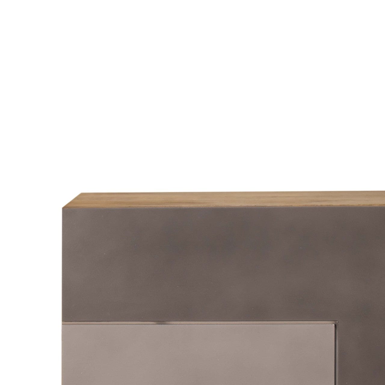 Handcrafted Quebec Grey Nightstand - Solid Mango Wood Bedside Table for Bedroom - product view 4 showing handcrafted...