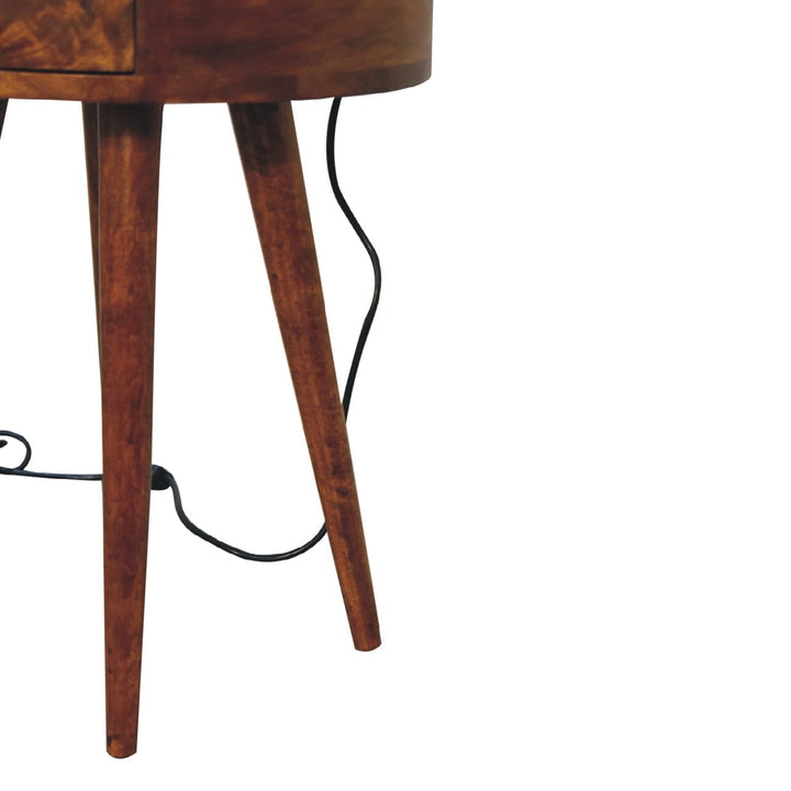 Handcrafted Single Chestnut Nightstand - Solid Mango Wood Bedside Table for Bedroom - product view 9 showing handcrafted...