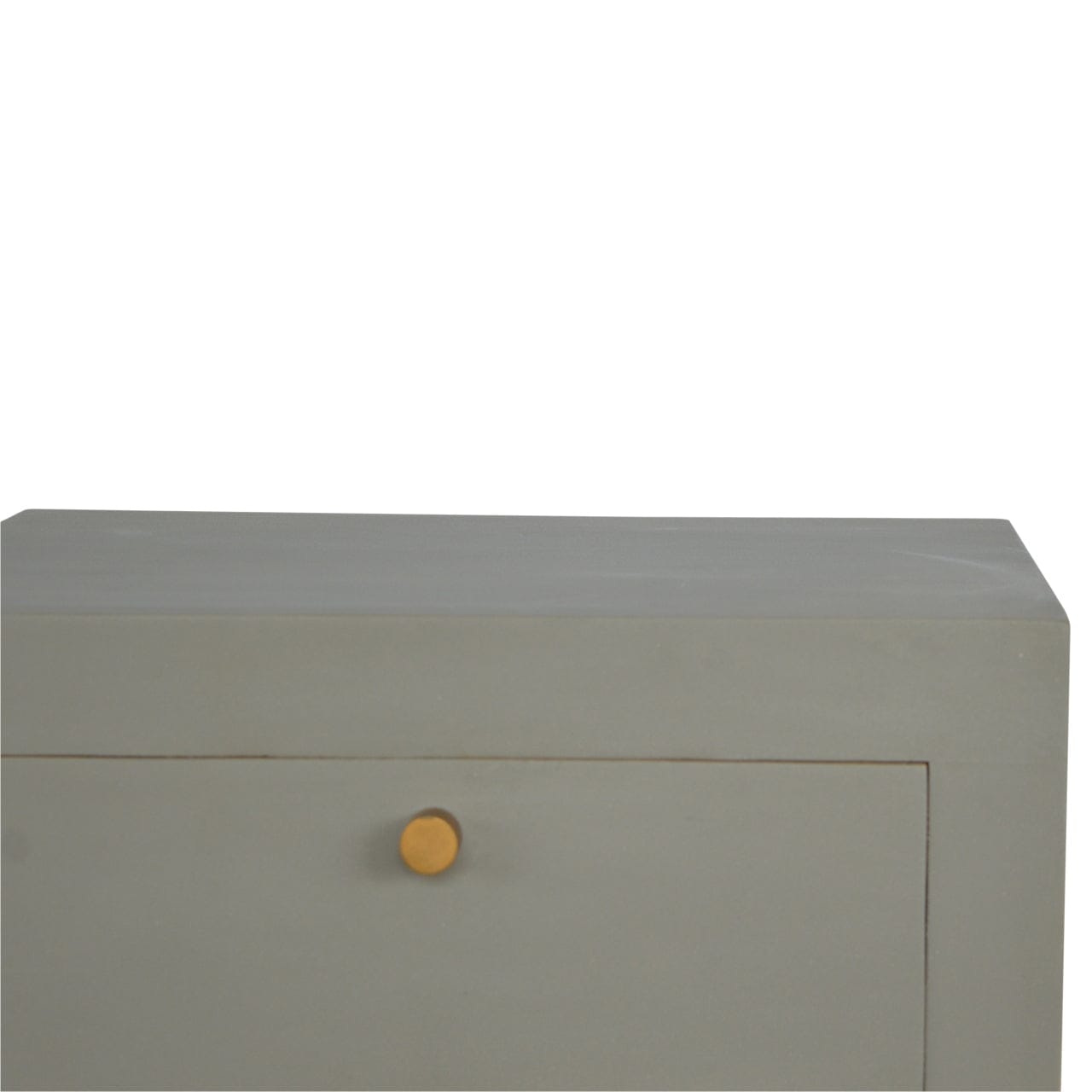 Handcrafted Sleek Cement Nightstand - Solid Mango Wood Bedside Table for Bedroom - product view 4 showing handcrafted...