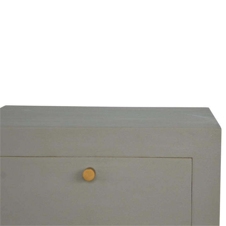 Handcrafted Sleek Cement Nightstand - Solid Mango Wood Bedside Table for Bedroom - product view 4 showing handcrafted...