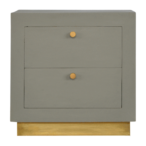 Handcrafted Sleek Cement Nightstand - Solid Mango Wood Bedside Table for Bedroom - product view 6 showing handcrafted...