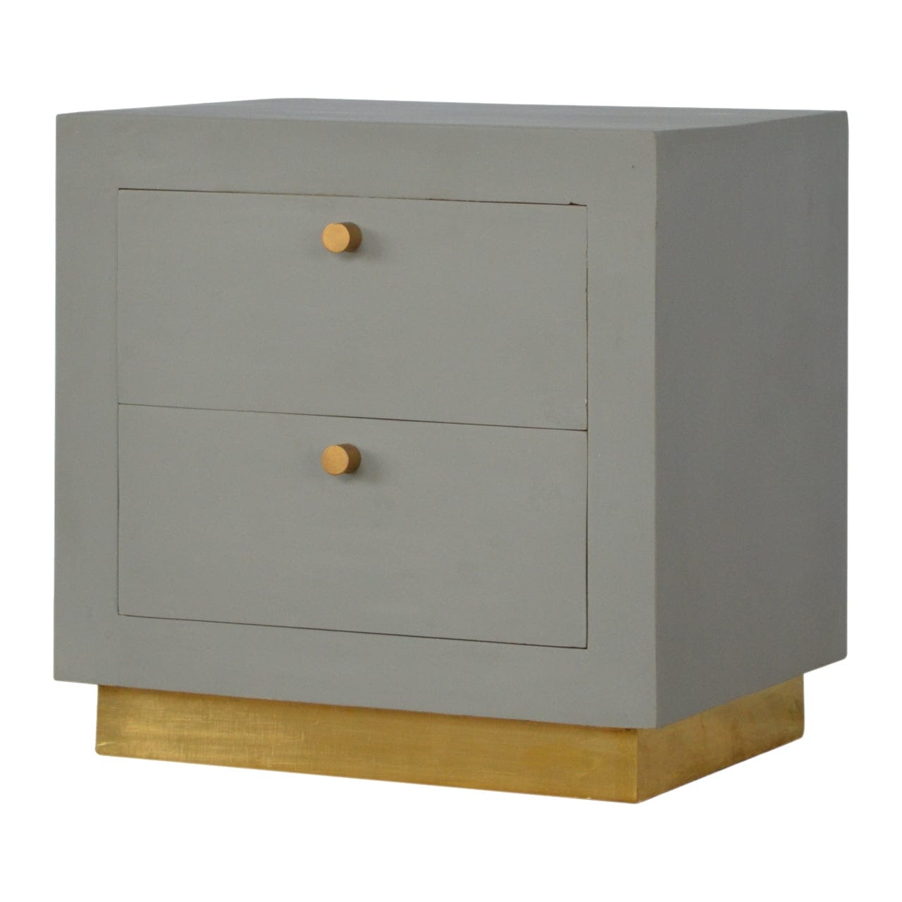 Handcrafted Sleek Cement Nightstand - Solid Mango Wood Bedside Table for Bedroom - product view 2 showing handcrafted...