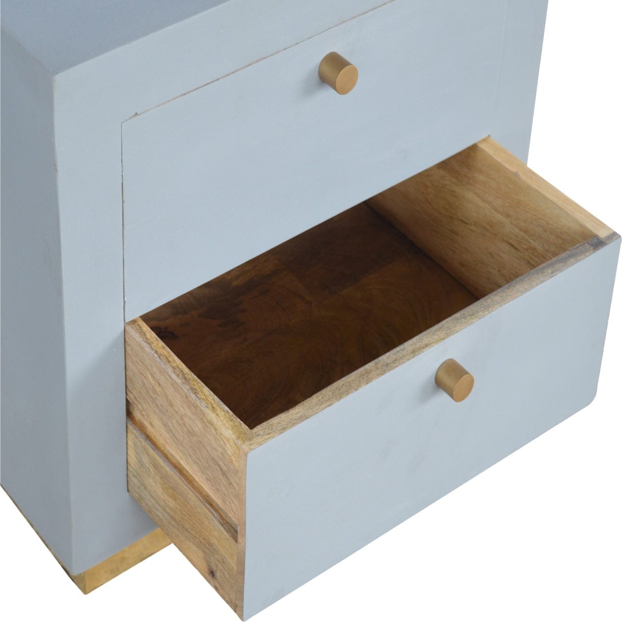 Handcrafted Sleek Cement Nightstand - Solid Mango Wood Bedside Table for Bedroom - product view 3 showing handcrafted...