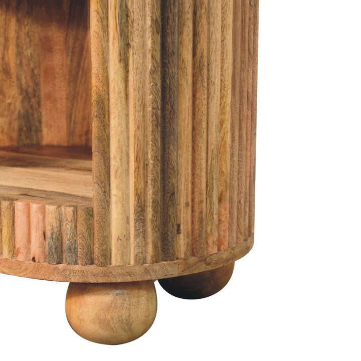 Handcrafted Soba Ball Open Slot Nightstand - Solid Mango Wood Bedside Table for Bedroom - product view 7 showing...