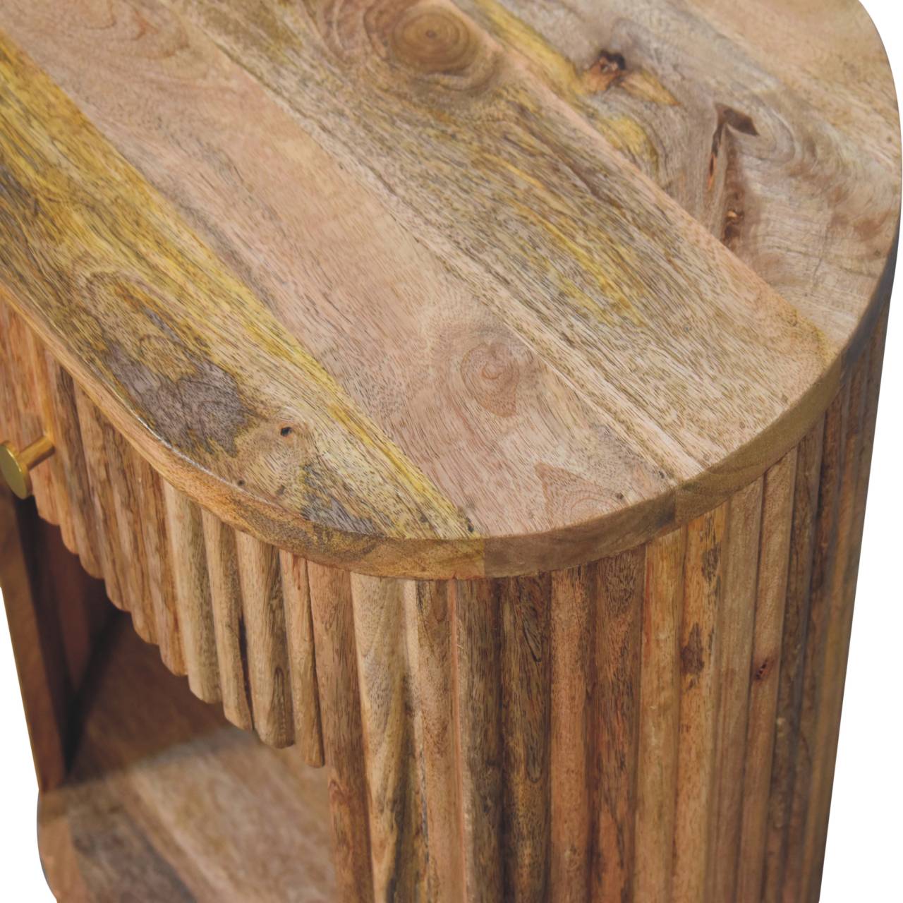 Handcrafted Soba Ball Open Slot Nightstand - Solid Mango Wood Bedside Table for Bedroom - product view 5 showing...