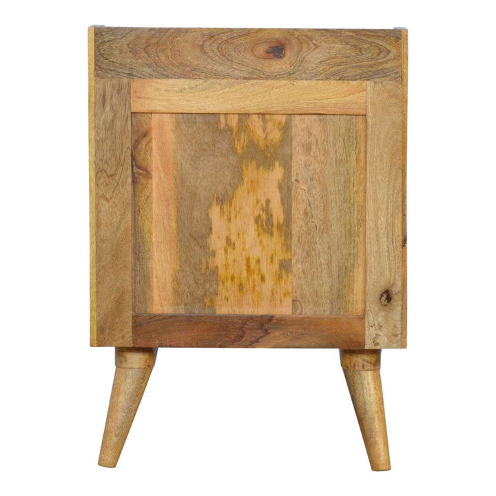 Handcrafted Solid Woodapple Screen Printed Nightstand - Solid Mango Wood Bedside Table for Bedroom - product view 8...
