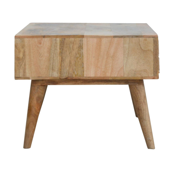 Carved Sleek White Coffee Table - Solid Mango Wood Center Table for Living Room - product view 7 showing handcrafted...