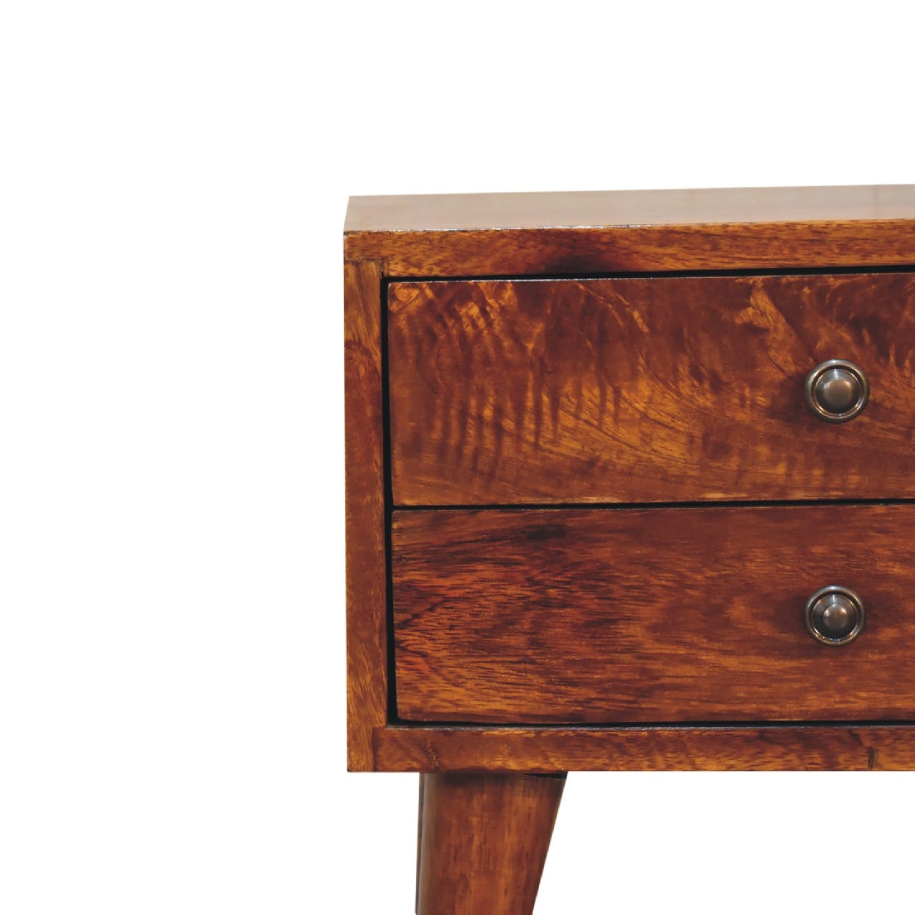 Handcrafted Mini Chestnut Mid-Century Modern Nightstand - Solid Mango Wood Bedside Table for Bedroom - product view 5...