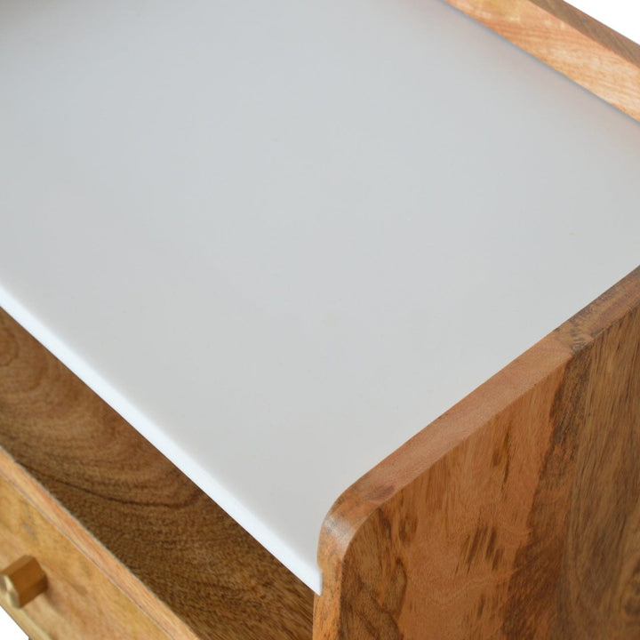 Handcrafted Open Slot Nightstand - Solid Mango Wood Bedside Table for Bedroom - product view 4 showing handcrafted solid...