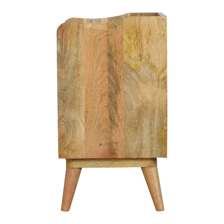 Handcrafted Solid Woodapple Screen Printed Nightstand - Solid Mango Wood Bedside Table for Bedroom - product view 7...