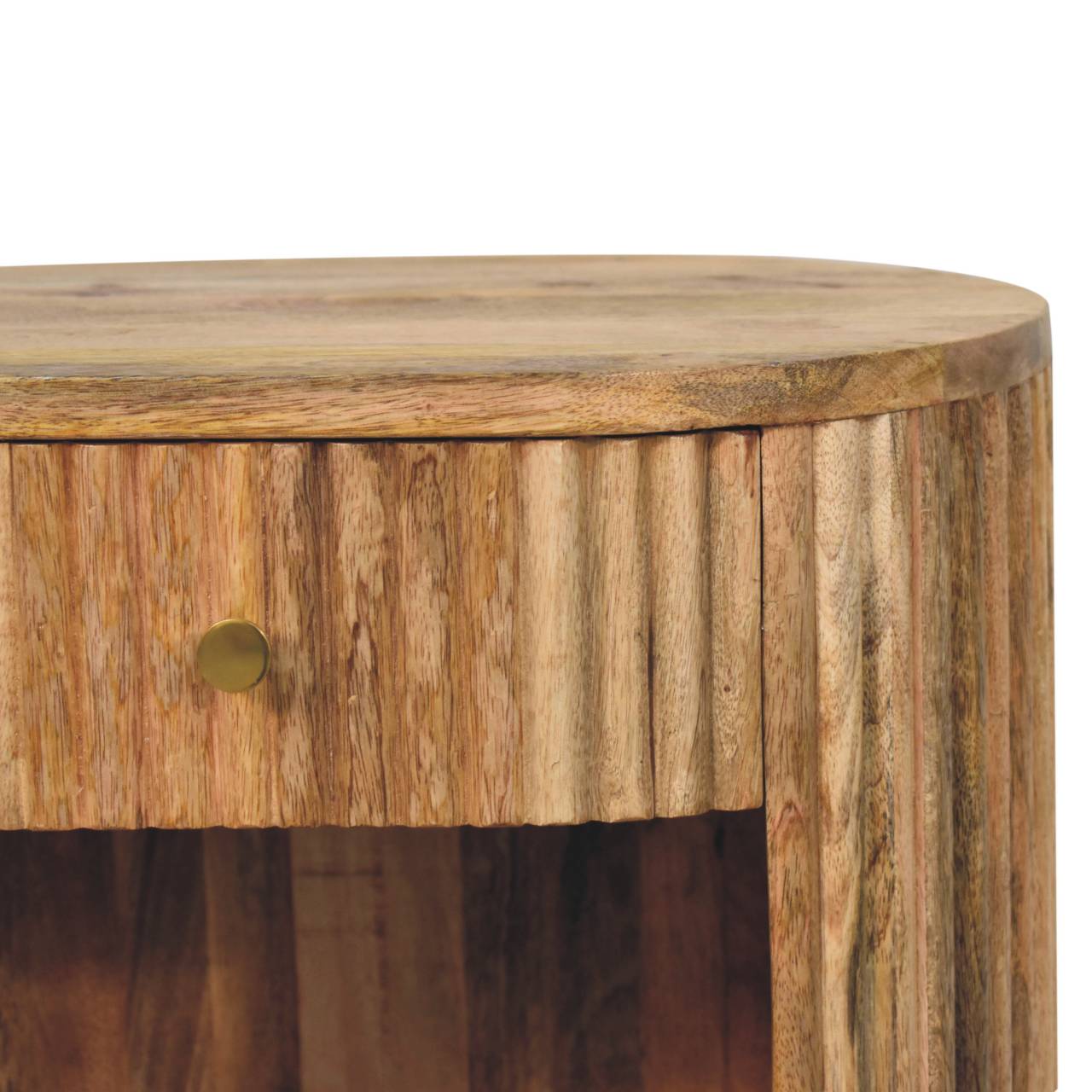 Handcrafted Soba Ball Open Slot Nightstand - Solid Mango Wood Bedside Table for Bedroom - product view 4 showing...