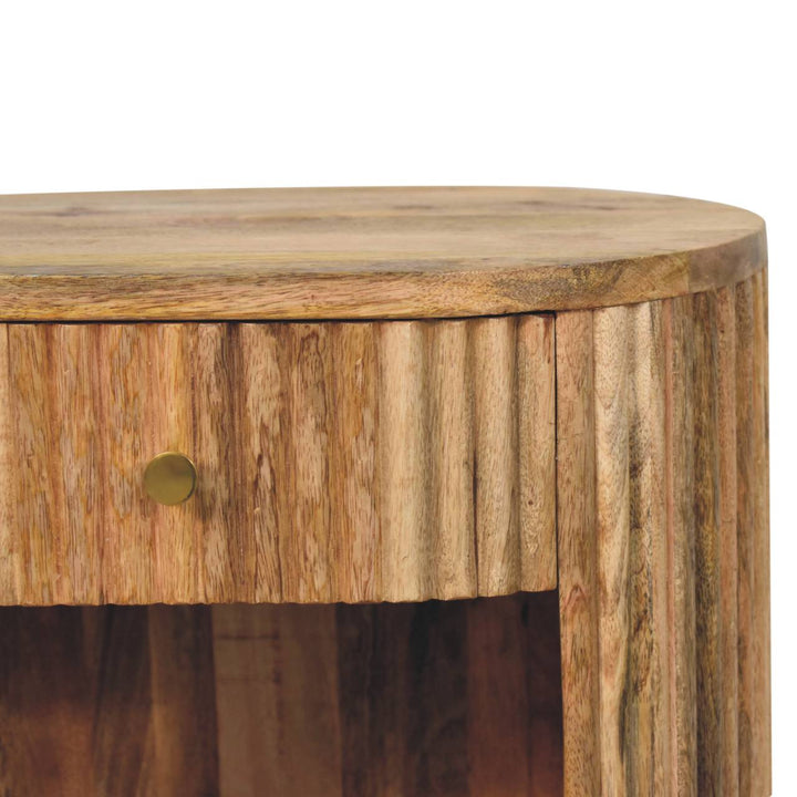 Handcrafted Soba Ball Open Slot Nightstand - Solid Mango Wood Bedside Table for Bedroom - product view 4 showing...