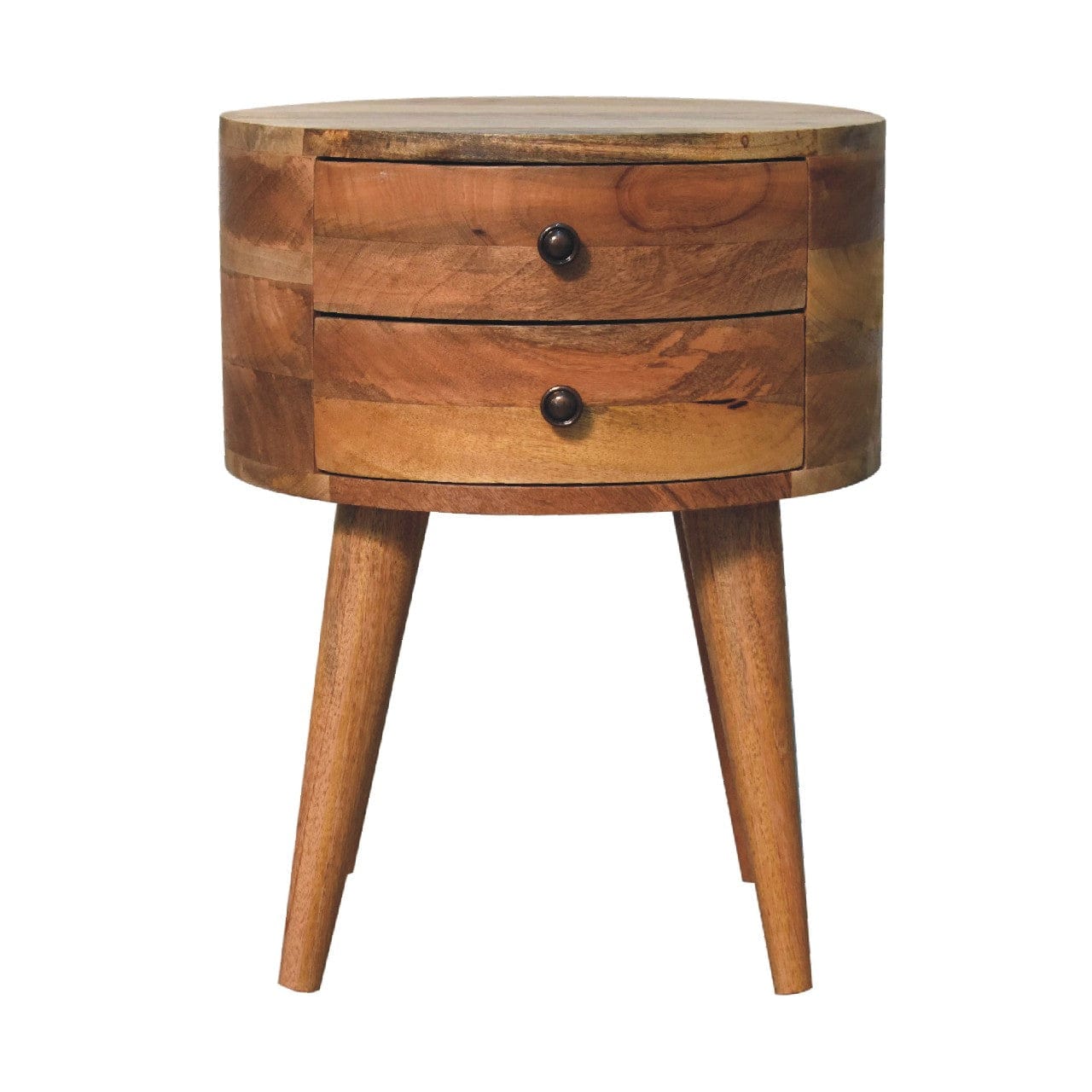 Handcrafted Odyssey Oak-ish Nightstand - Solid Mango Wood Bedside Table for Bedroom - main view showing handcrafted solid...