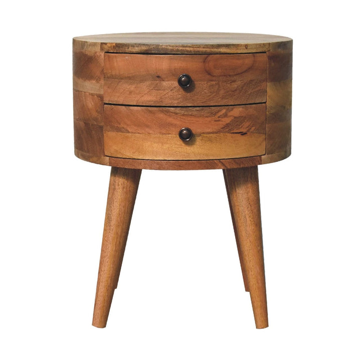 Handcrafted Odyssey Oak-ish Nightstand - Solid Mango Wood Bedside Table for Bedroom - main view showing handcrafted solid...