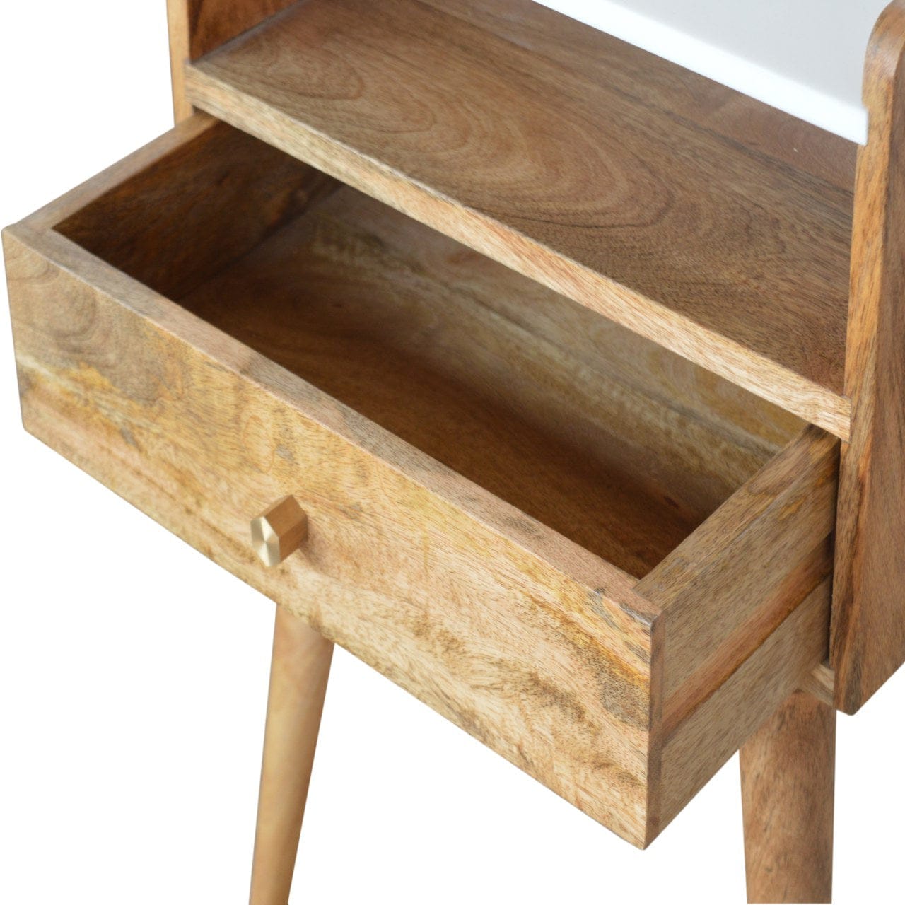 Handcrafted Open Slot Nightstand - Solid Mango Wood Bedside Table for Bedroom - product view 6 showing handcrafted solid...