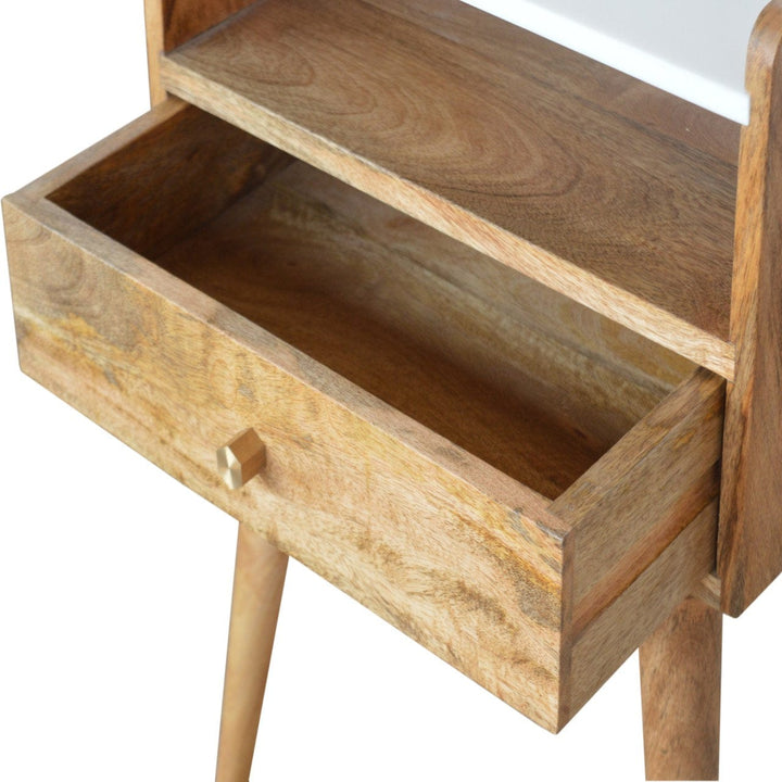 Handcrafted Open Slot Nightstand - Solid Mango Wood Bedside Table for Bedroom - product view 6 showing handcrafted solid...