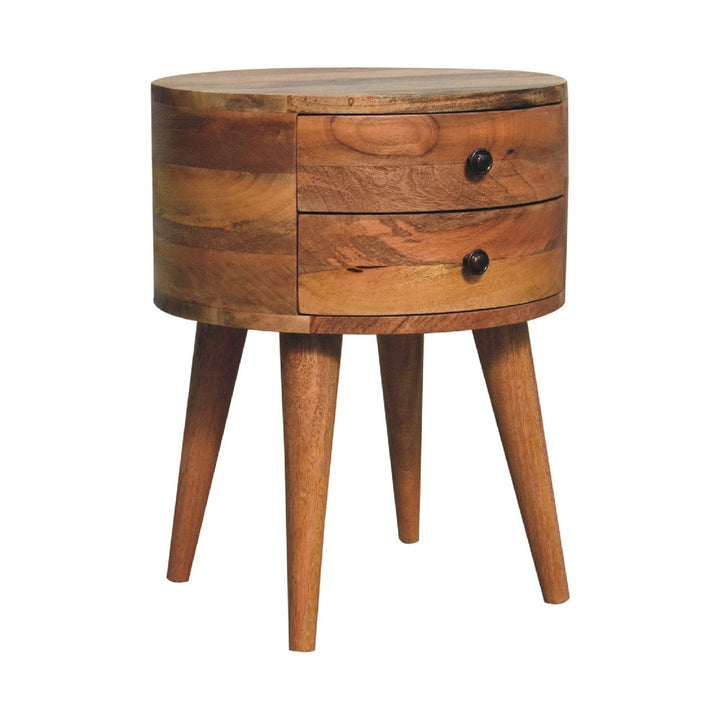 Handcrafted Odyssey Oak-ish Nightstand - Solid Mango Wood Bedside Table for Bedroom - product view 3 showing handcrafted...
