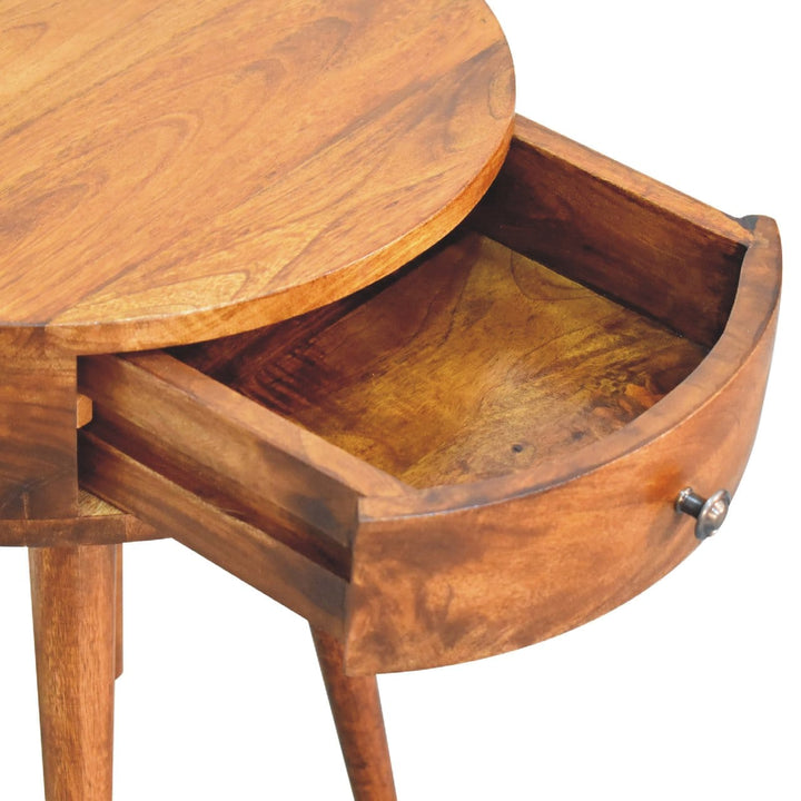 Handcrafted Single Chestnut Nightstand - Solid Mango Wood Bedside Table for Bedroom - product view 8 showing handcrafted...