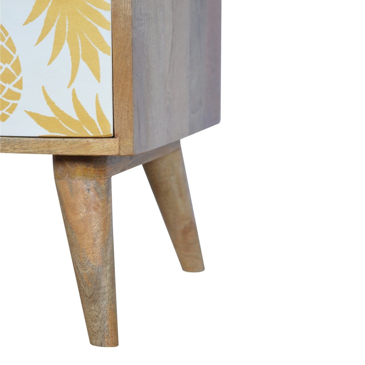 Handcrafted Solid Woodapple Screen Printed Nightstand - Solid Mango Wood Bedside Table for Bedroom - product view 5...