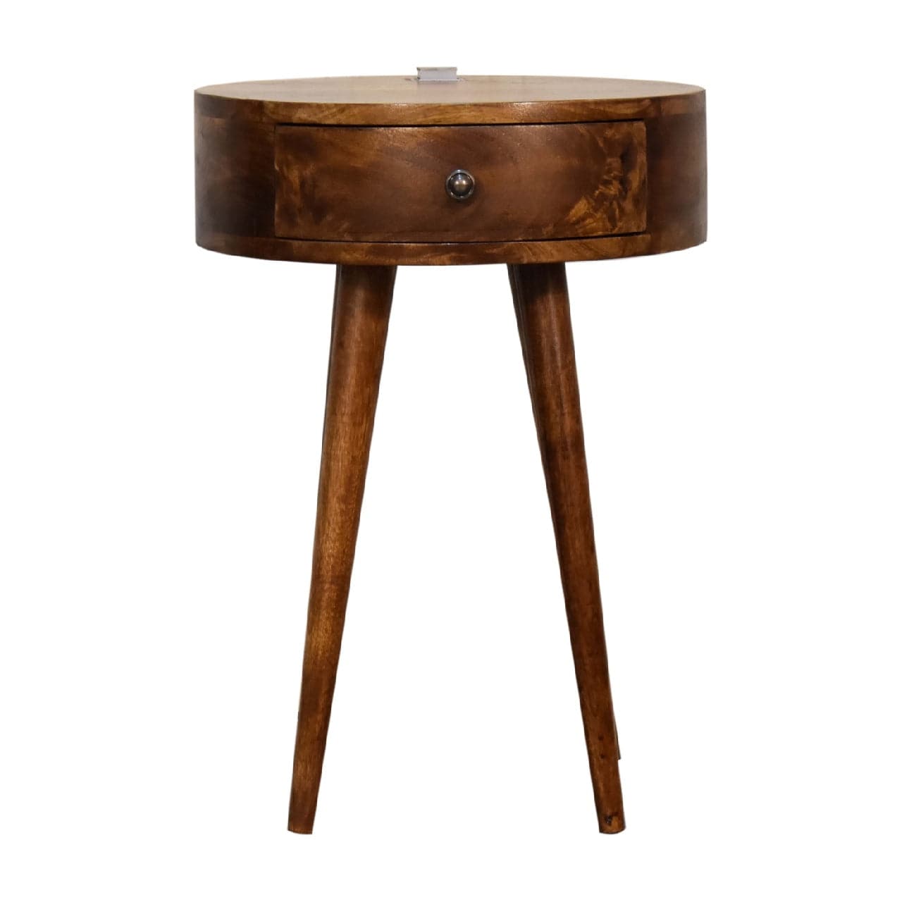 Handcrafted Single Chestnut Nightstand - Solid Mango Wood Bedside Table for Bedroom - product view 2 showing handcrafted...