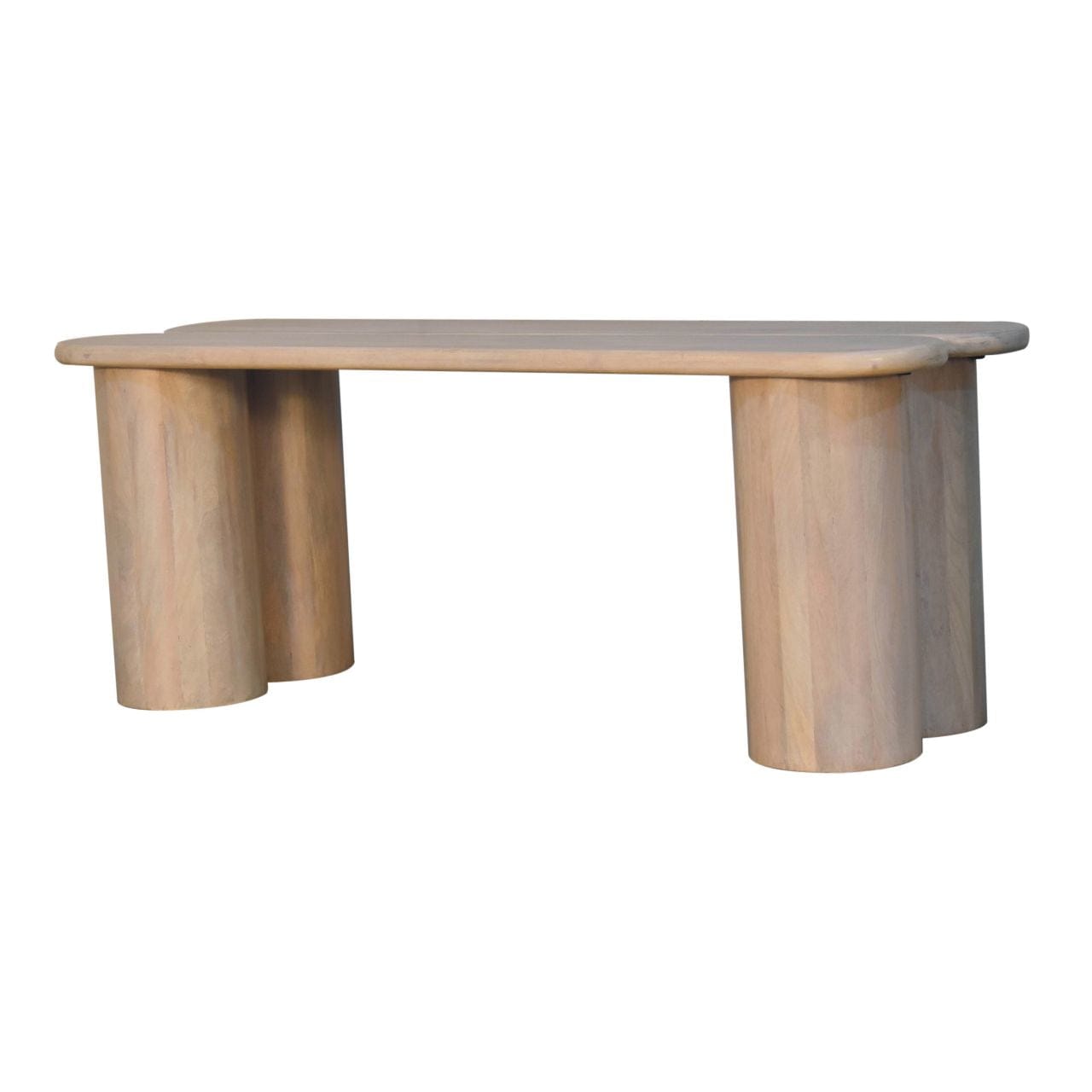 Handcrafted Twin Plank Bench - Solid Mango Wood Seating Furniture for Entryway - product view 3 showing handcrafted solid...