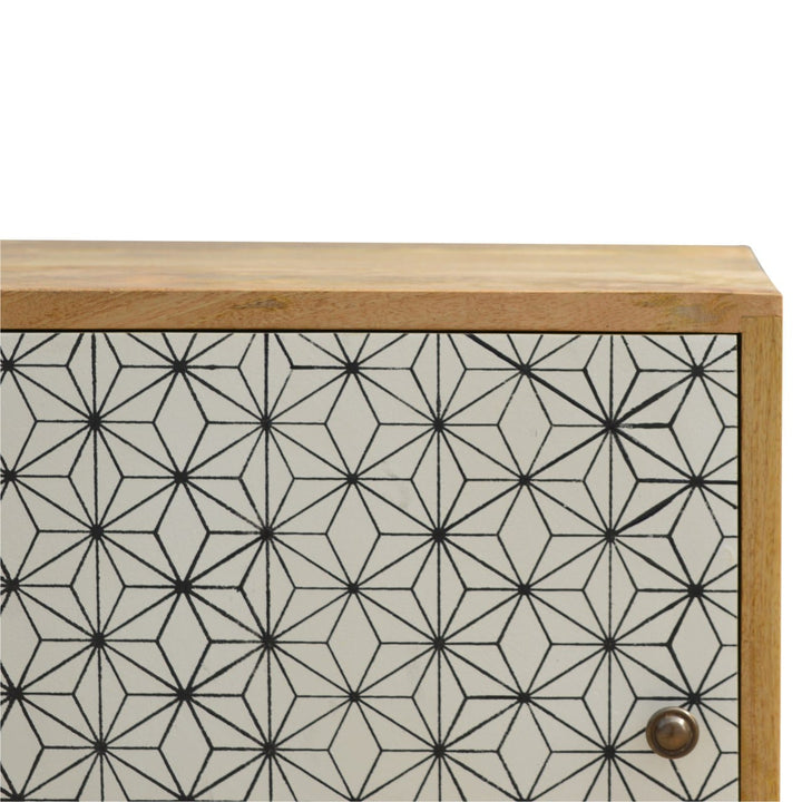 Prima Door Nightstand - Solid Mango Wood Bedside Table for Bedroom - product view 4 showing handcrafted solid mango wood...