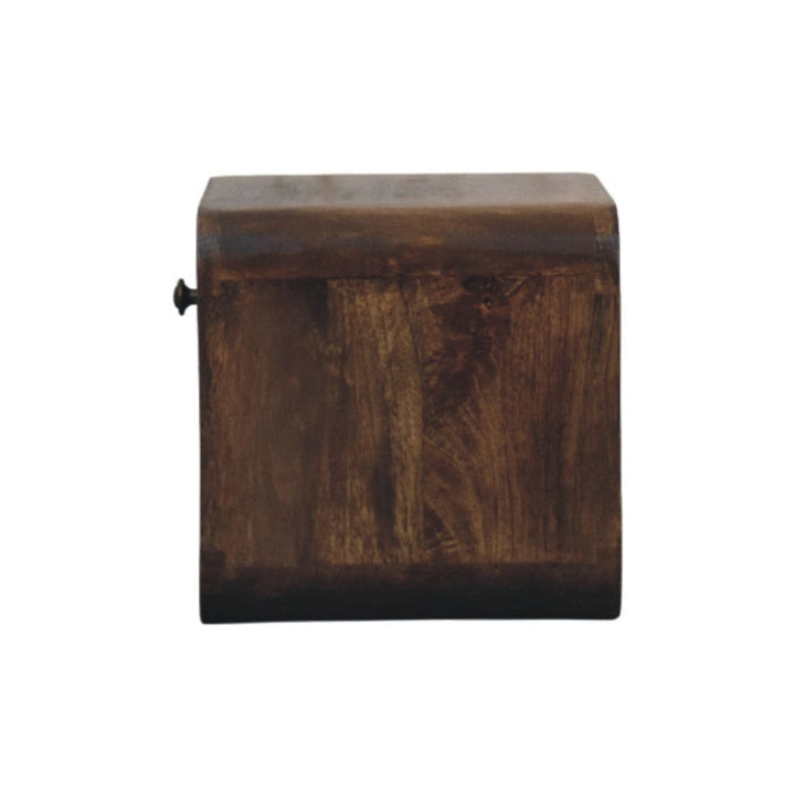 Classic Grey Rounded Nightstand in Solid Mango Wood - product view 7 showing handcrafted solid mango wood nightstand