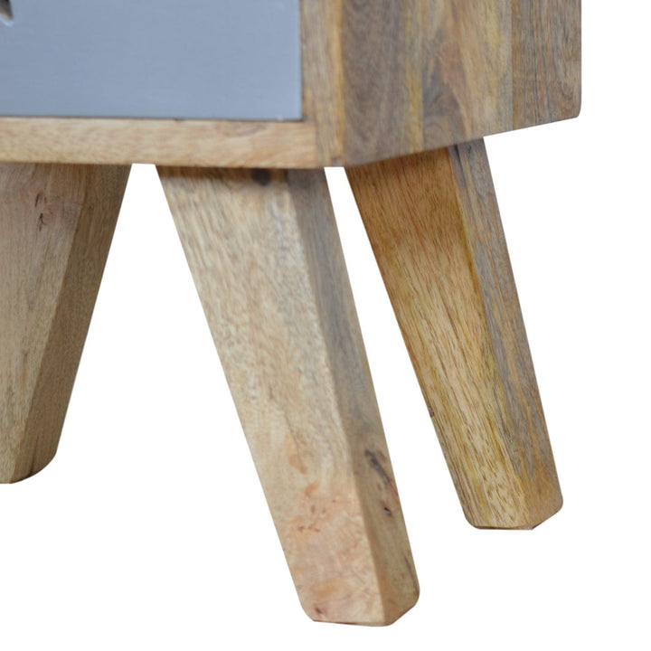 Handcrafted Star Painted Nightstand - Solid Mango Wood Bedside Table for Bedroom - product view 6 showing handcrafted...