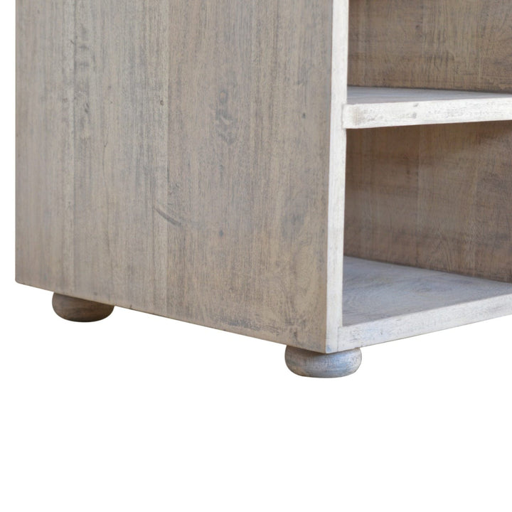 Handcrafted Stone Open Storage Bench - Solid Mango Wood Seating Furniture for Entryway - product view 4 showing...
