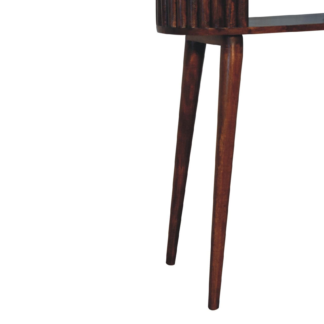 Handcrafted Stripe Chestnut Writing Desk - Solid Mango Wood Writing Table for Home Office - product view 7 showing...