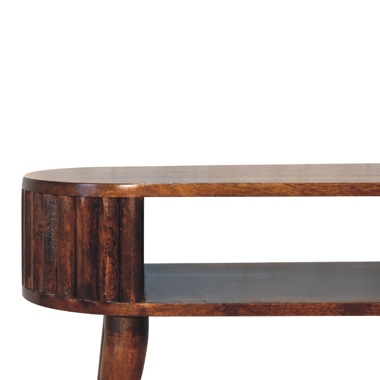 Handcrafted Stripe Chestnut Writing Desk - Solid Mango Wood Writing Table for Home Office - product view 4 showing...