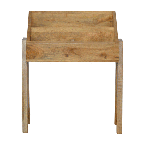 Handcrafted Trestle Magazine Rack - Solid Mango Wood Magazine Holder - product view 8 showing handcrafted solid mango...