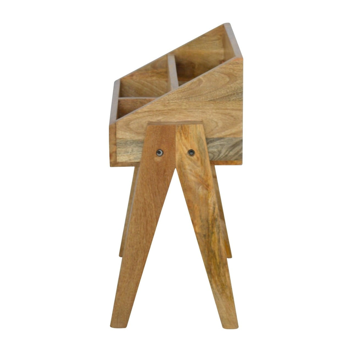 Handcrafted Trestle Magazine Rack - Solid Mango Wood Magazine Holder - product view 6 showing handcrafted solid mango...
