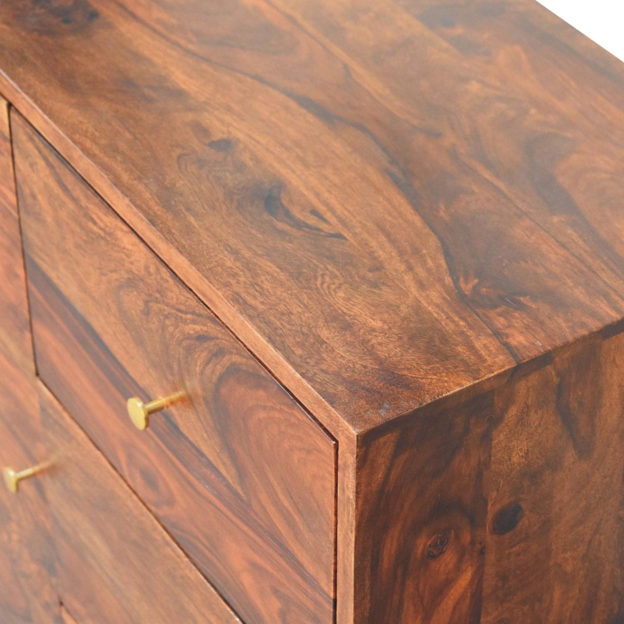 Handcrafted Tula Mini Sideboard - Solid Mango Wood Buffet Cabinet for Dining Room - product view 6 showing handcrafted...