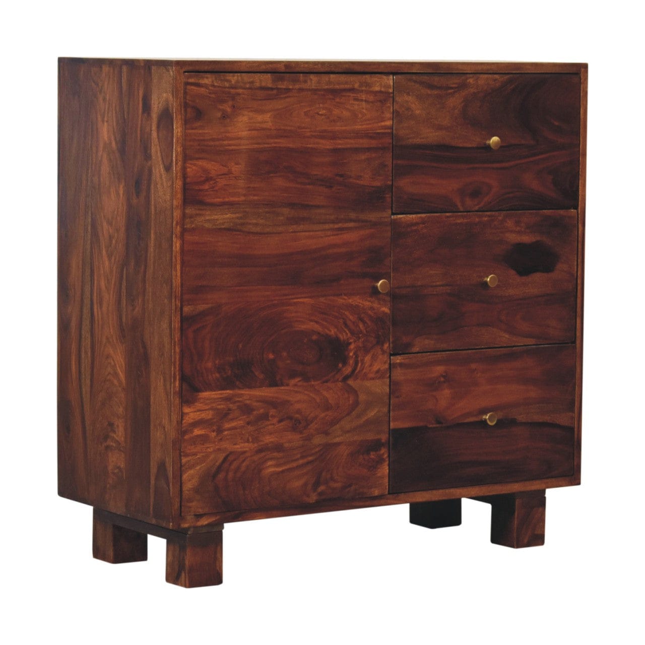 Handcrafted Tula Mini Sideboard - Solid Mango Wood Buffet Cabinet for Dining Room - product view 4 showing handcrafted...