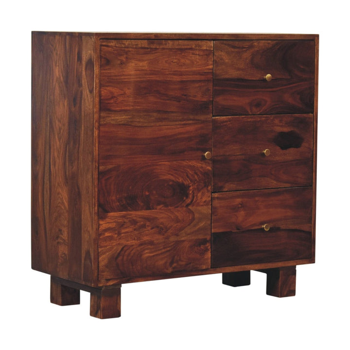 Handcrafted Tula Mini Sideboard - Solid Mango Wood Buffet Cabinet for Dining Room - product view 4 showing handcrafted...