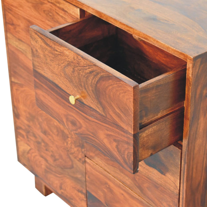 Handcrafted Tula Mini Sideboard - Solid Mango Wood Buffet Cabinet for Dining Room - product view 7 showing handcrafted...