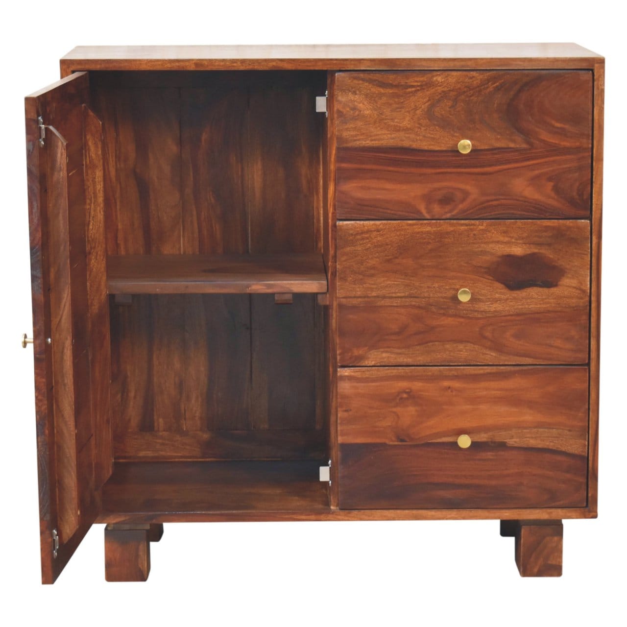 Handcrafted Tula Mini Sideboard - Solid Mango Wood Buffet Cabinet for Dining Room - product view 8 showing handcrafted...