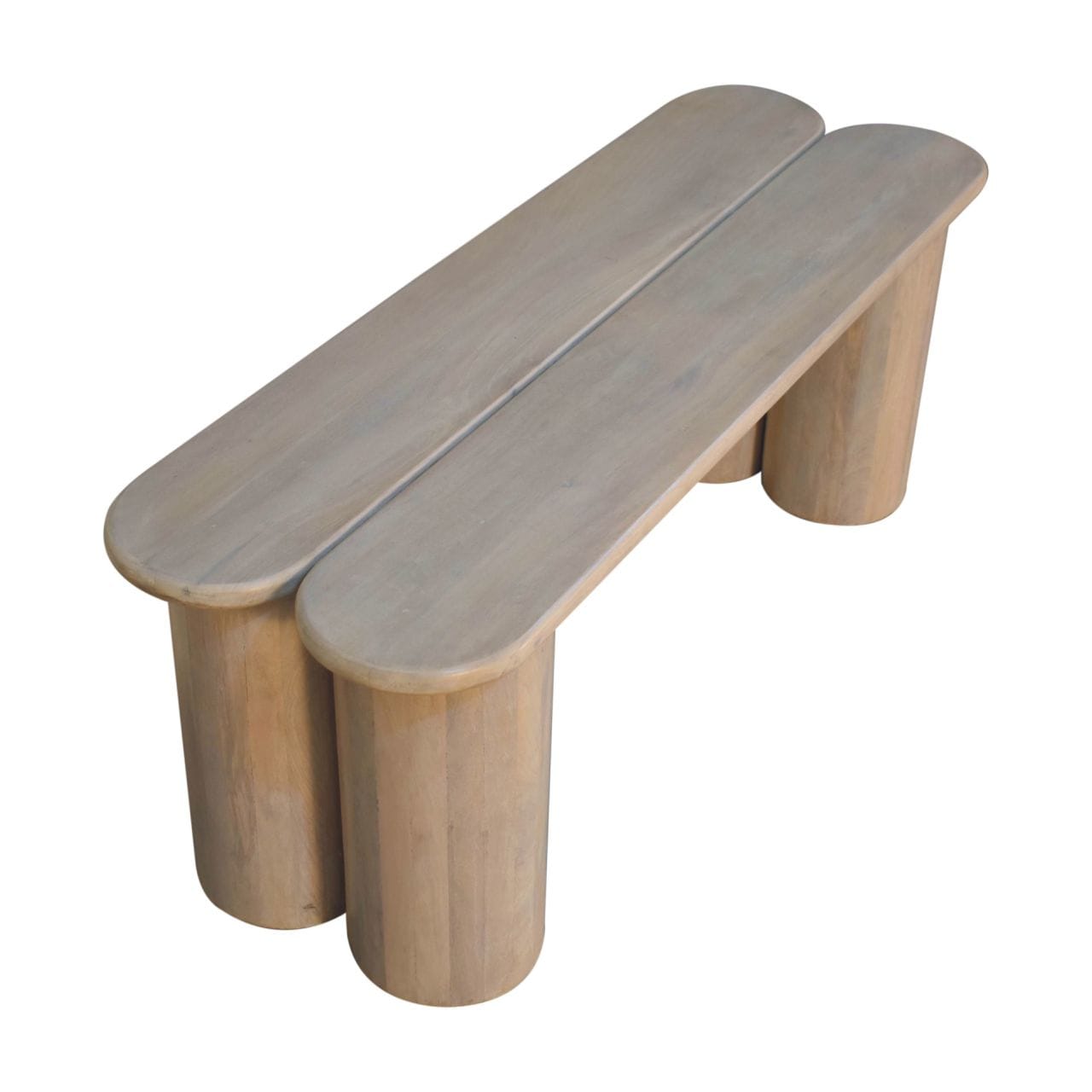 Handcrafted Twin Plank Bench - Solid Mango Wood Seating Furniture for Entryway - product view 9 showing handcrafted solid...