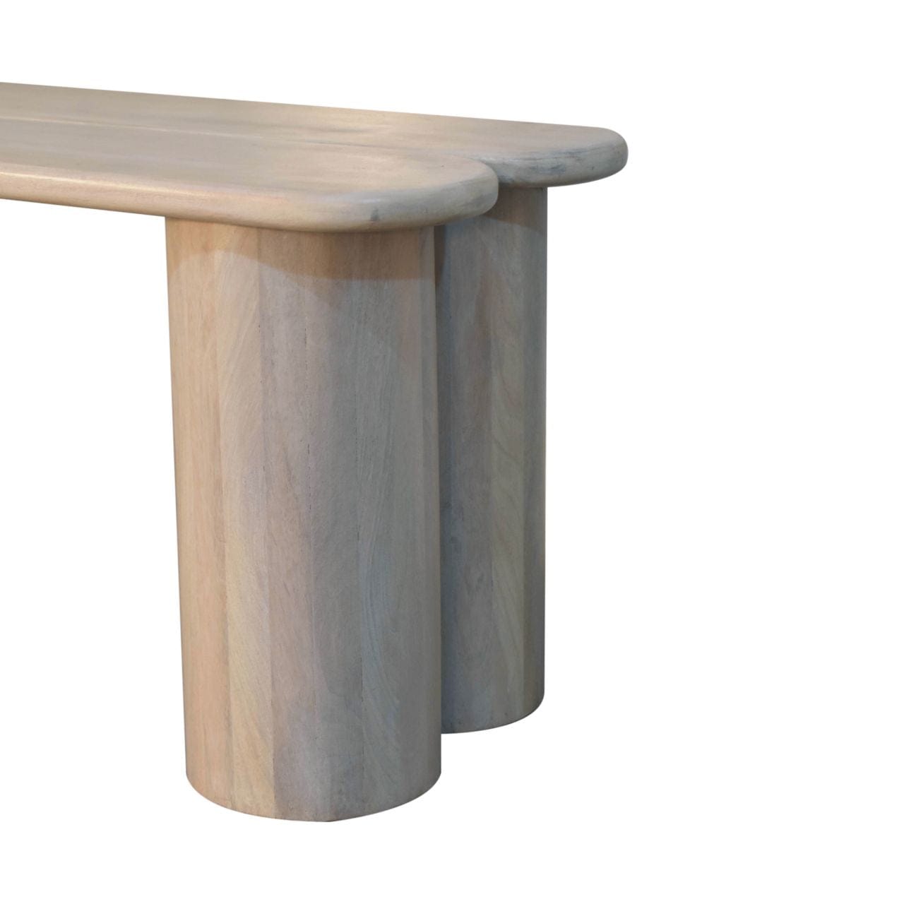 Handcrafted Twin Plank Bench - Solid Mango Wood Seating Furniture for Entryway - product view 6 showing handcrafted solid...