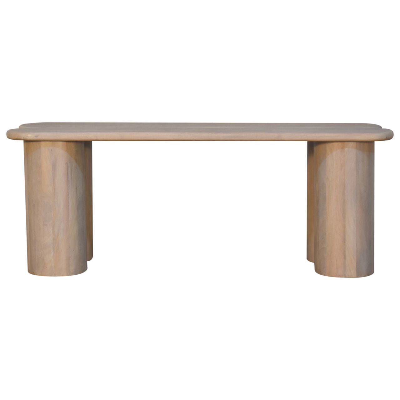 Handcrafted Twin Plank Bench - Solid Mango Wood Seating Furniture for Entryway - product view 2 showing handcrafted solid...