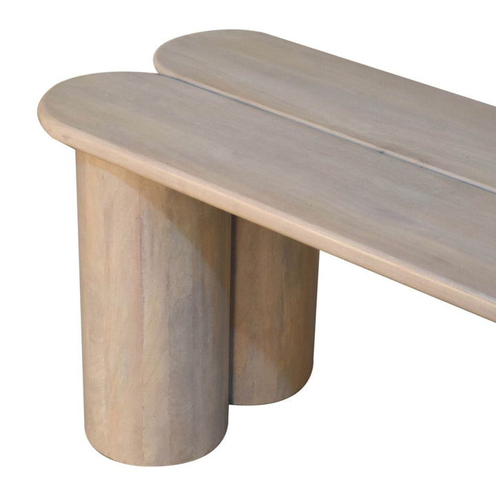 Handcrafted Twin Plank Bench - Solid Mango Wood Seating Furniture for Entryway - product view 8 showing handcrafted solid...