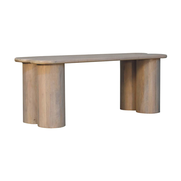 Handcrafted Twin Plank Bench - Solid Mango Wood Seating Furniture for Entryway - product view 4 showing handcrafted solid...