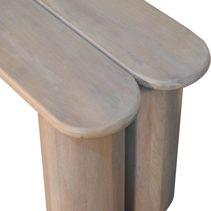 Handcrafted Twin Plank Bench - Solid Mango Wood Seating Furniture for Entryway - product view 7 showing handcrafted solid...