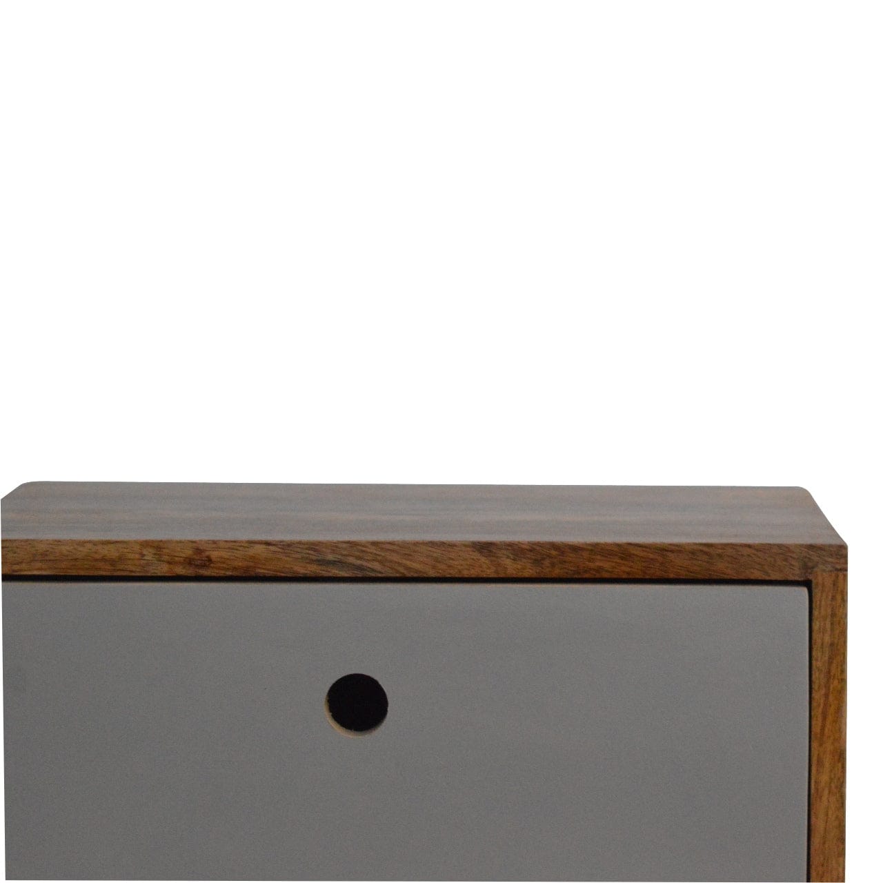Handcrafted Two Tone Hand Painted Nightstand - Solid Mango Wood Bedside Table for Bedroom - product view 4 showing...