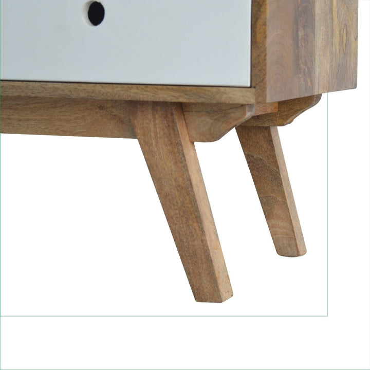 Handcrafted Two Tone Hand Painted TV Stand - Solid Mango Wood Entertainment Center for Living Room - product view 4...