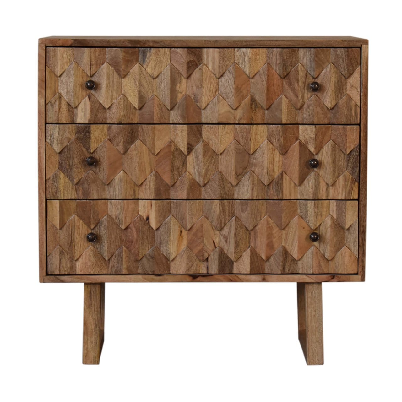 Handcrafted U-Shape Dresser - Solid Mango Wood Storage Chest for Bedroom - product view 3 showing handcrafted solid mango...