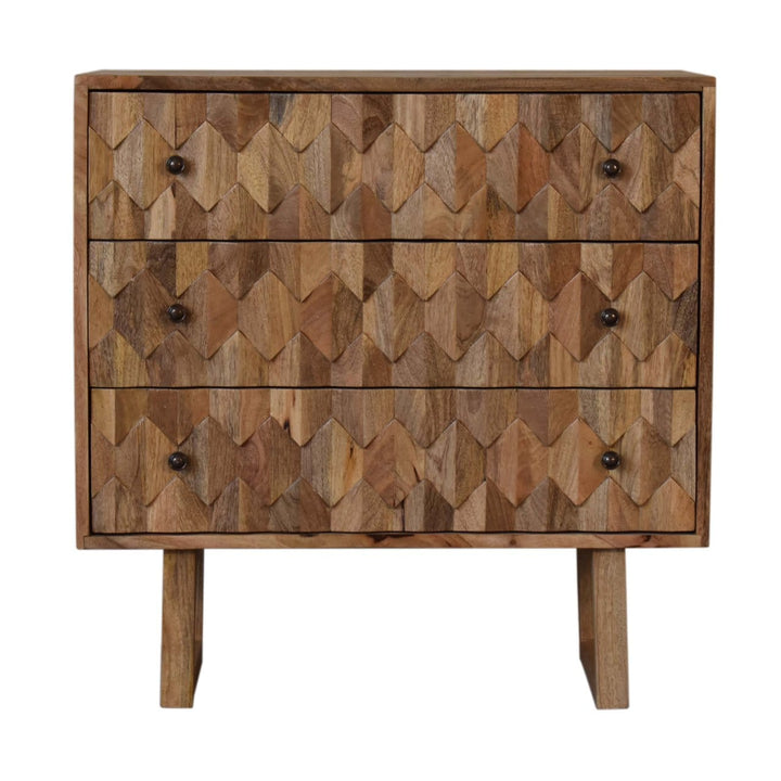 Handcrafted U-Shape Dresser - Solid Mango Wood Storage Chest for Bedroom - product view 3 showing handcrafted solid mango...