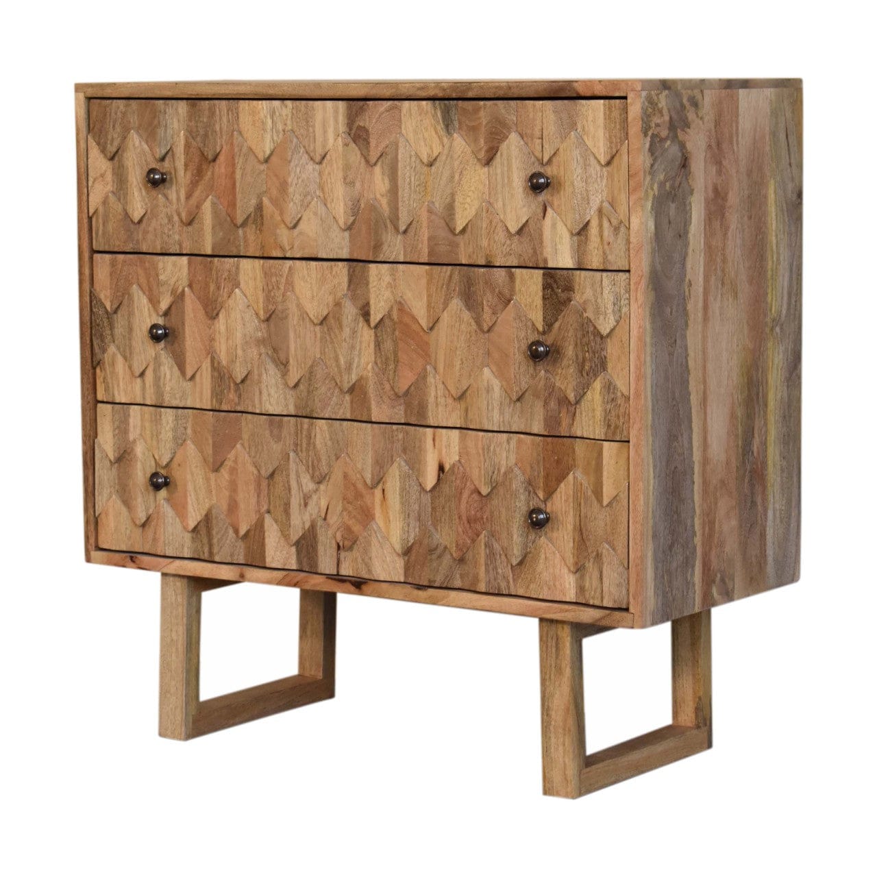 Handcrafted U-Shape Dresser - Solid Mango Wood Storage Chest for Bedroom - product view 4 showing handcrafted solid mango...
